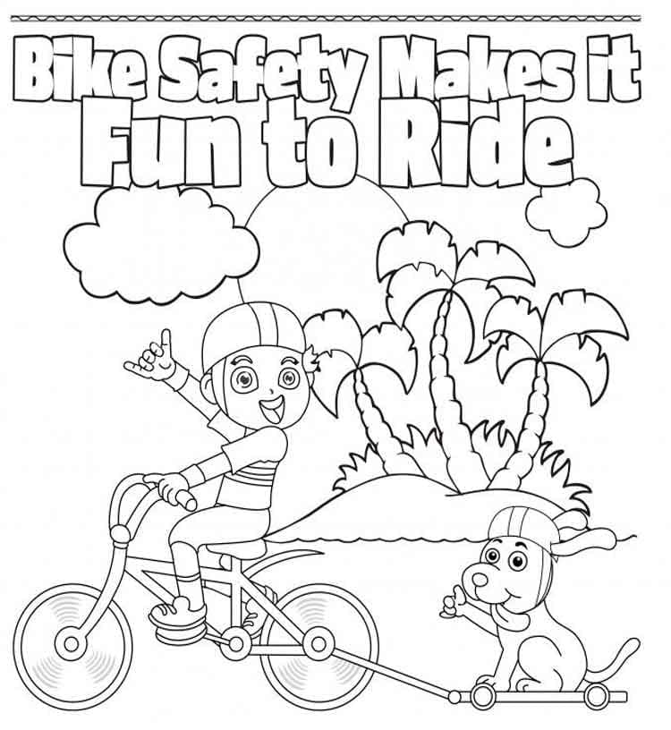 Bicycle safety fun to ride coloring page
