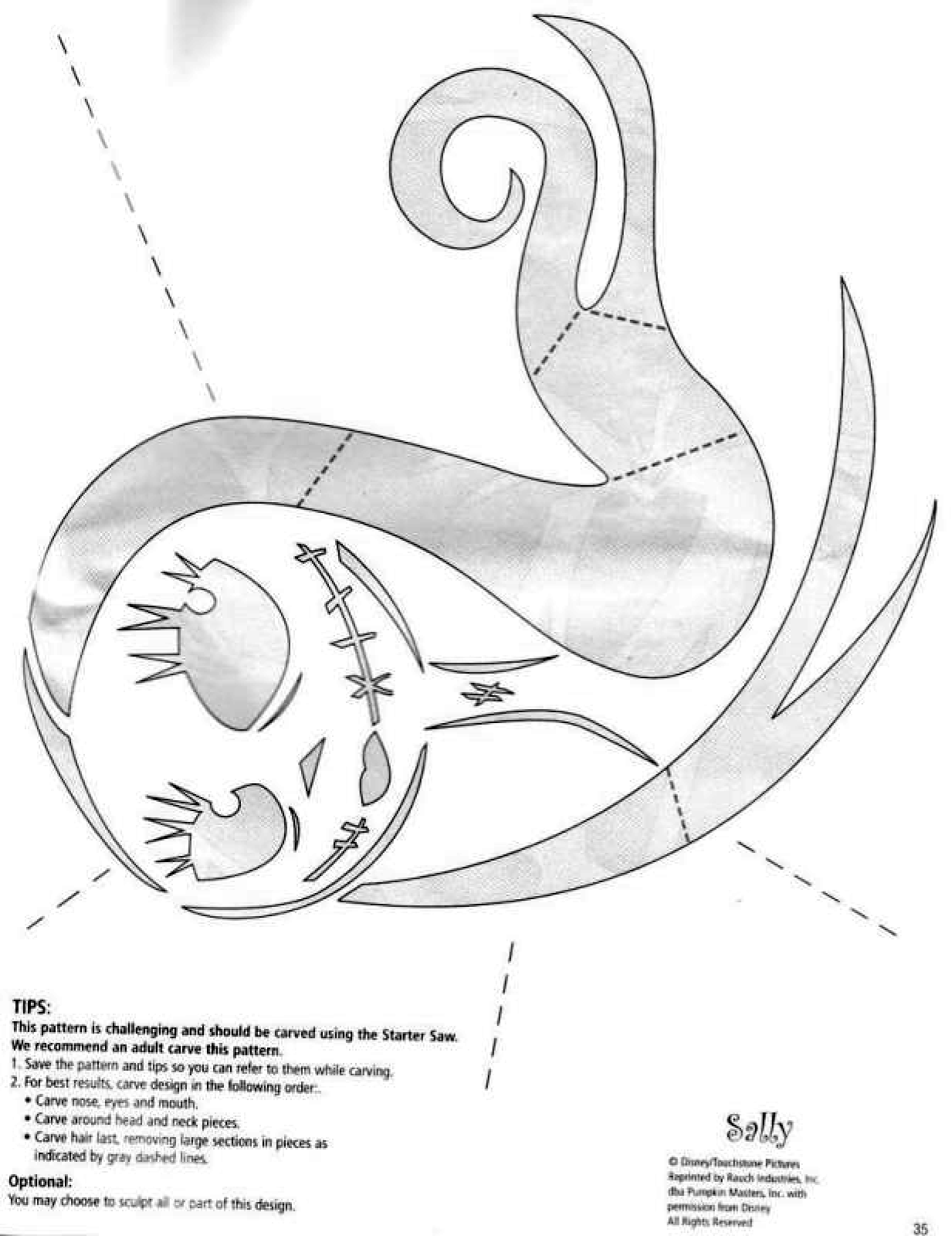 Nightmare before christmas sally pumpkin stencil