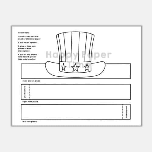 Uncle sam hat coloring paper crown