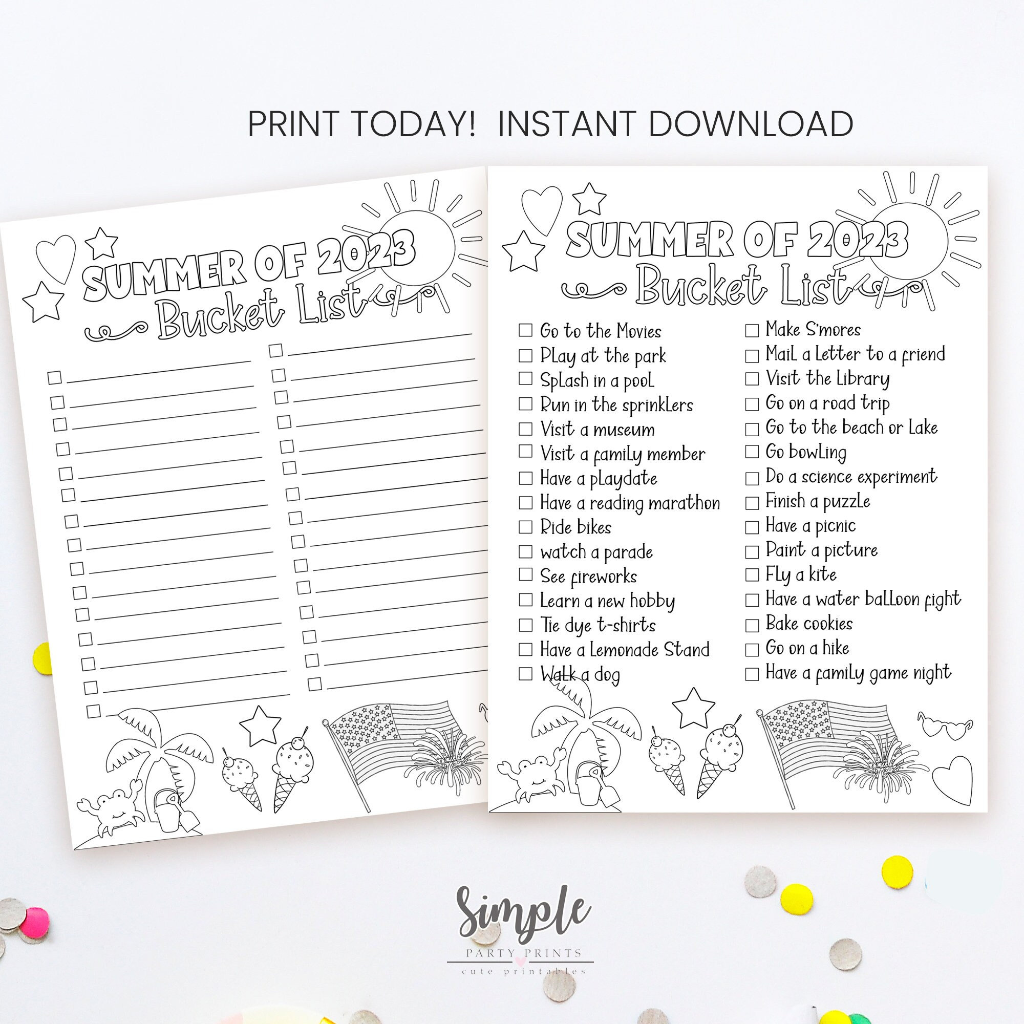 Buy summer bucket list coloring page summertime ideas things to do this summer printable fill in printable sheet summer of summer fun online in india