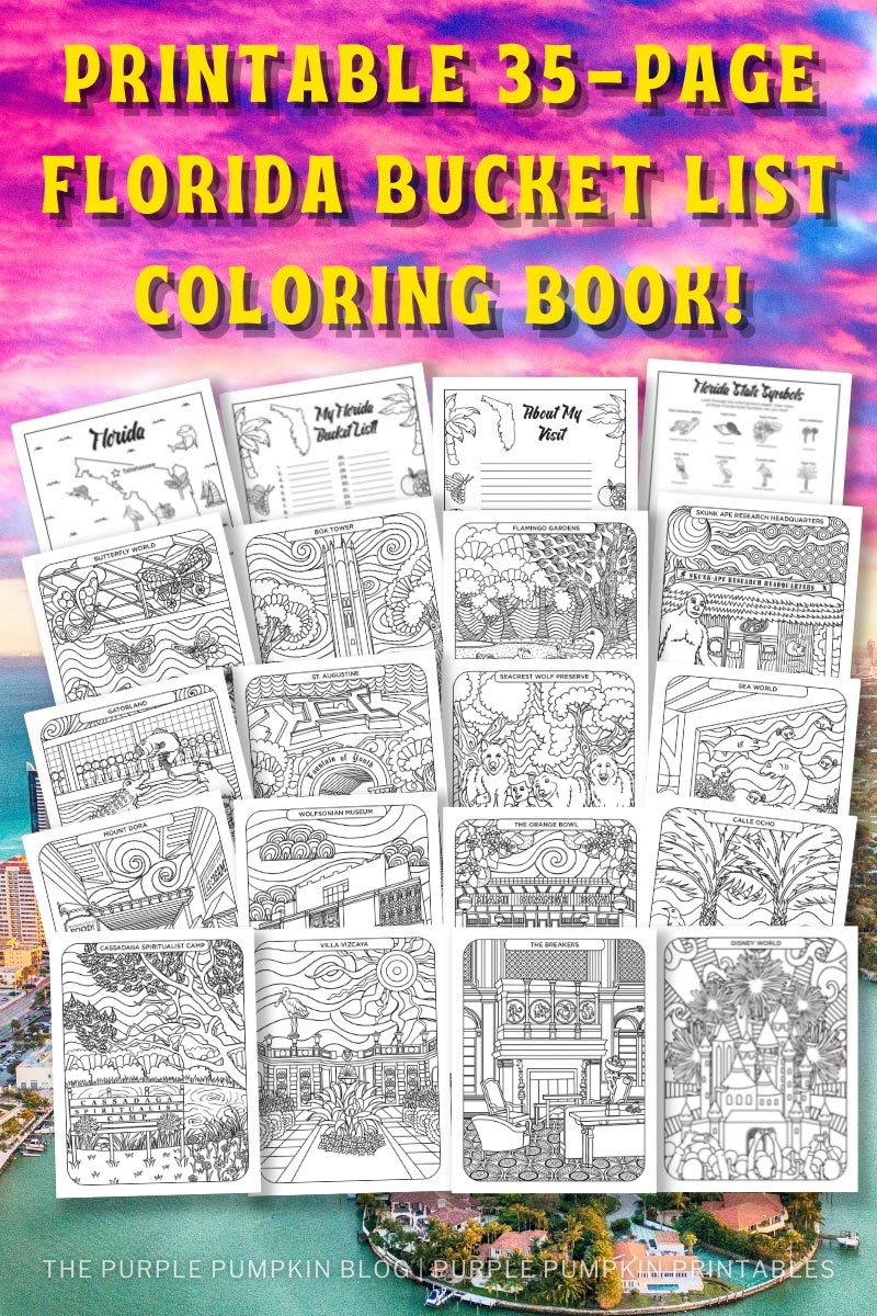 Printable florida bucket list coloring book