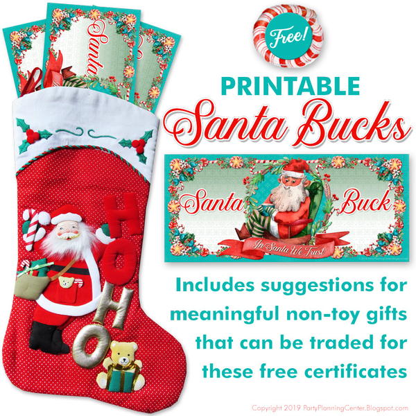 Printable santa bucks gift certificates