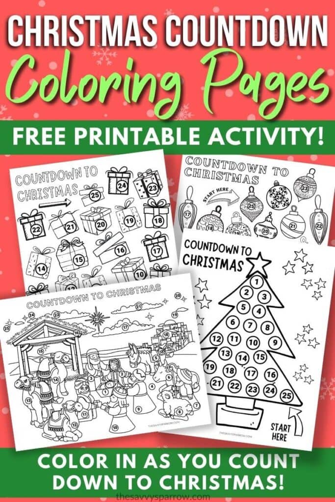 Printable christmas countdown coloring pages