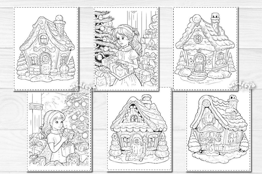 Christmas coloring book elf coloring page bundle printable coloring sheet