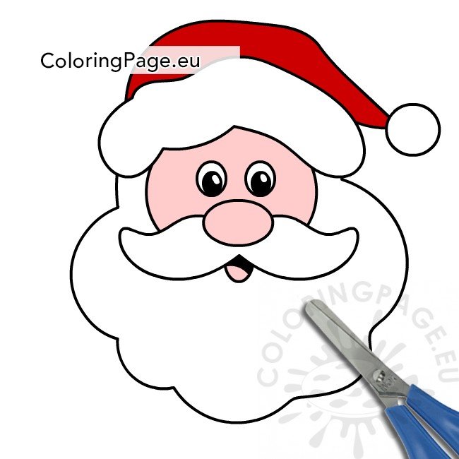 Happy santa claus face pdf coloring page