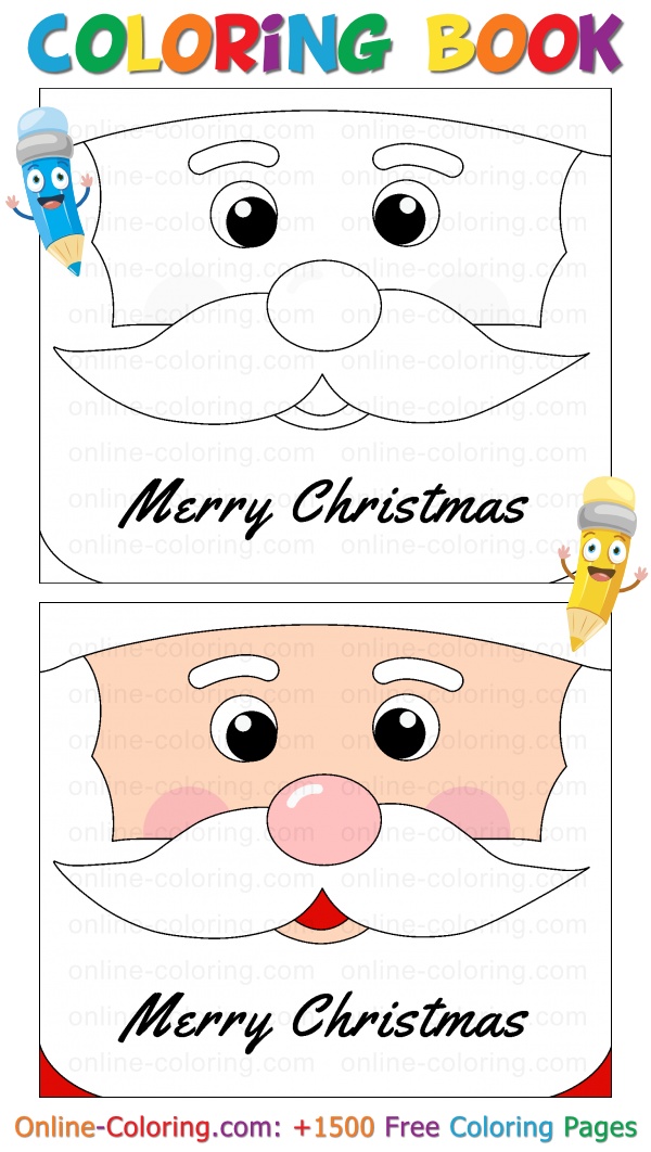 Santa claus happy face free online coloring page