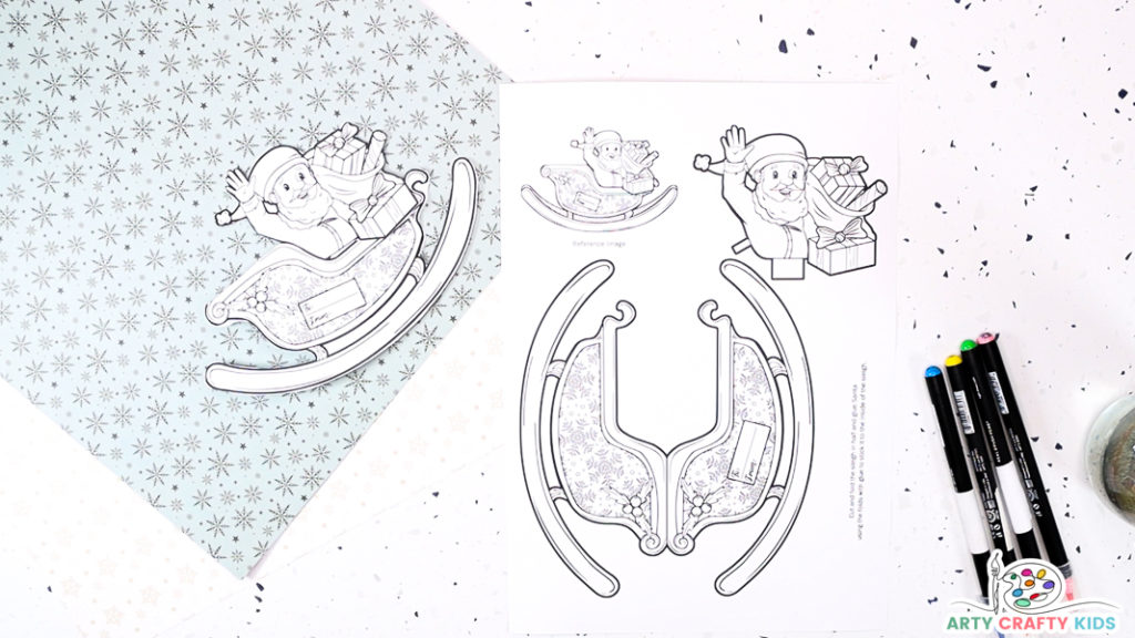 Printable santas sleigh christmas card spread holiday cheer