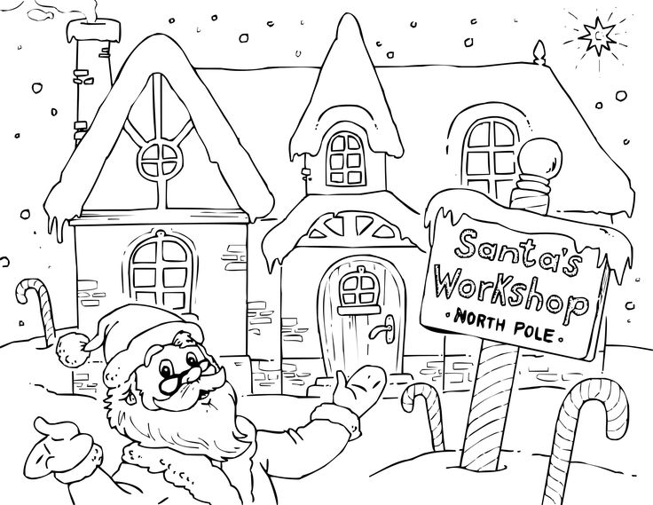 Free santas workshop coloring pages â sew cute patterns santa coloring pages christmas coloring pages santas workshop