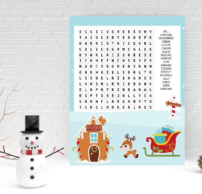 Santas workshop wordsearch