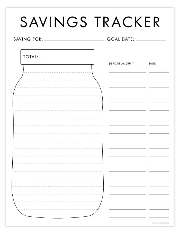 Free printable savings tracker
