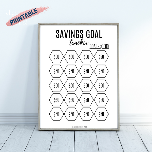 Printable savings chart digital download â living low key