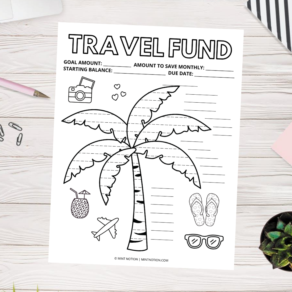 Vacation savings tracker printable â mint notion shop