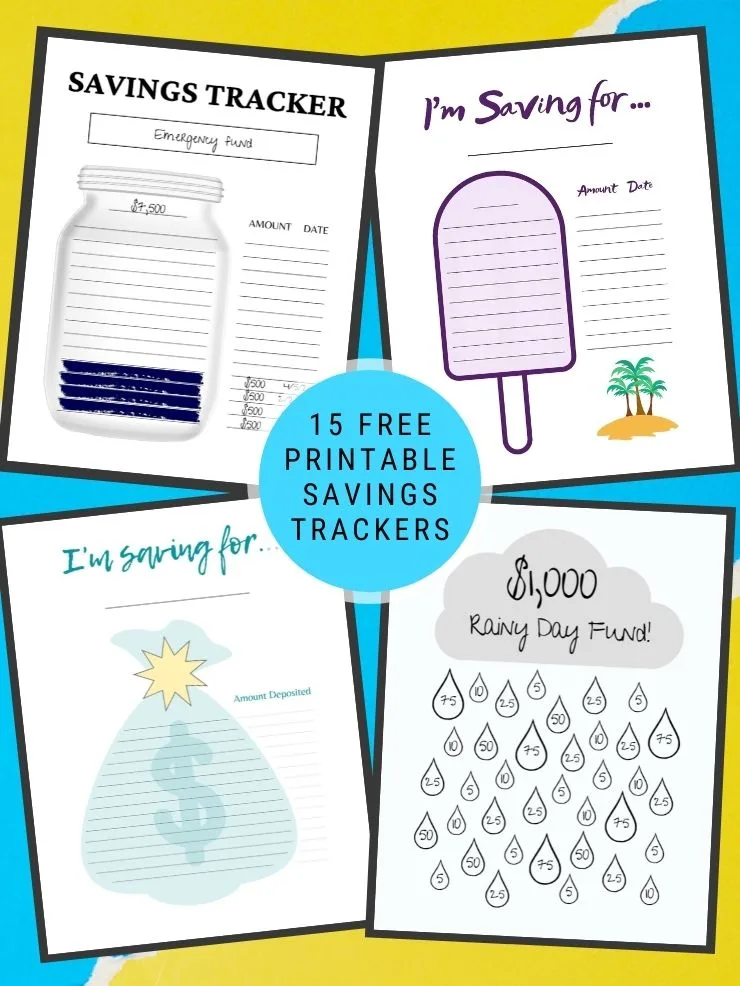 Totally free printable savings trackers for instant download