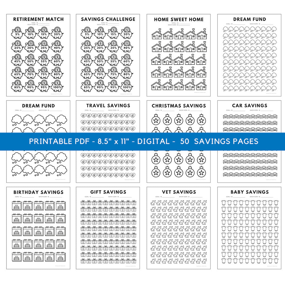 Big savings tracker printable bundle coloring trackers â