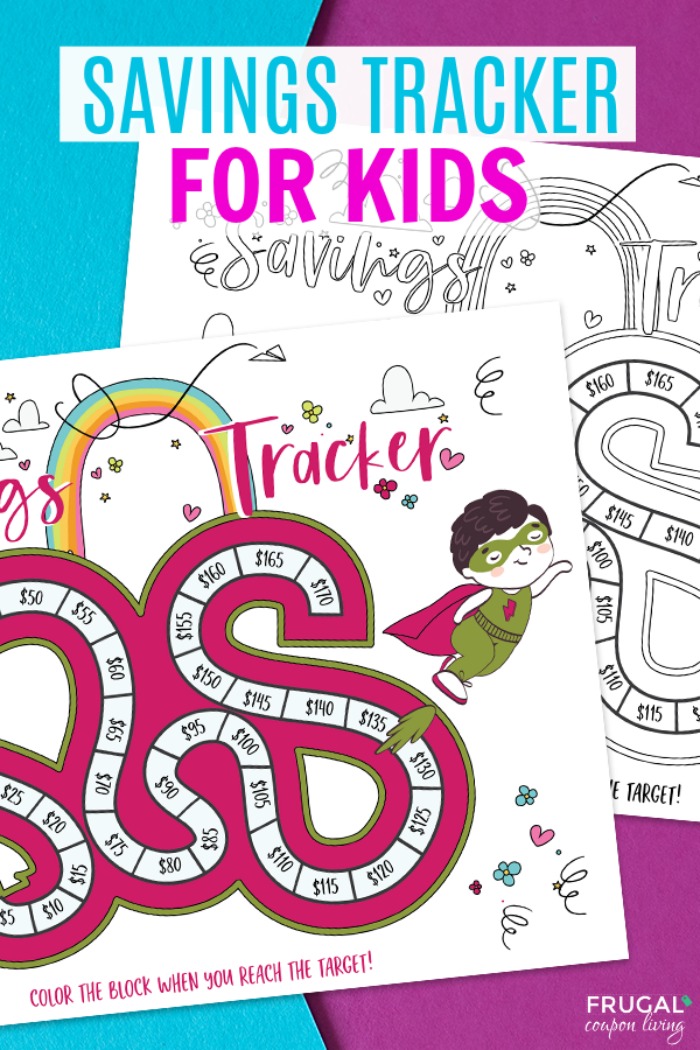 Savings tracker printable for kids with coloring sheet download