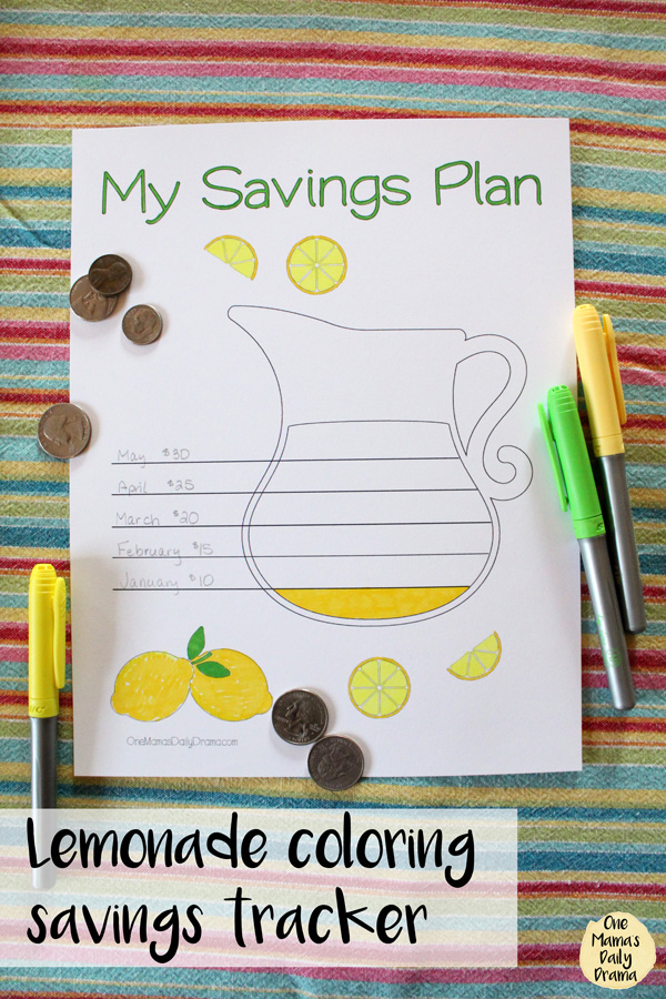 Lemonade coloring savings tracker