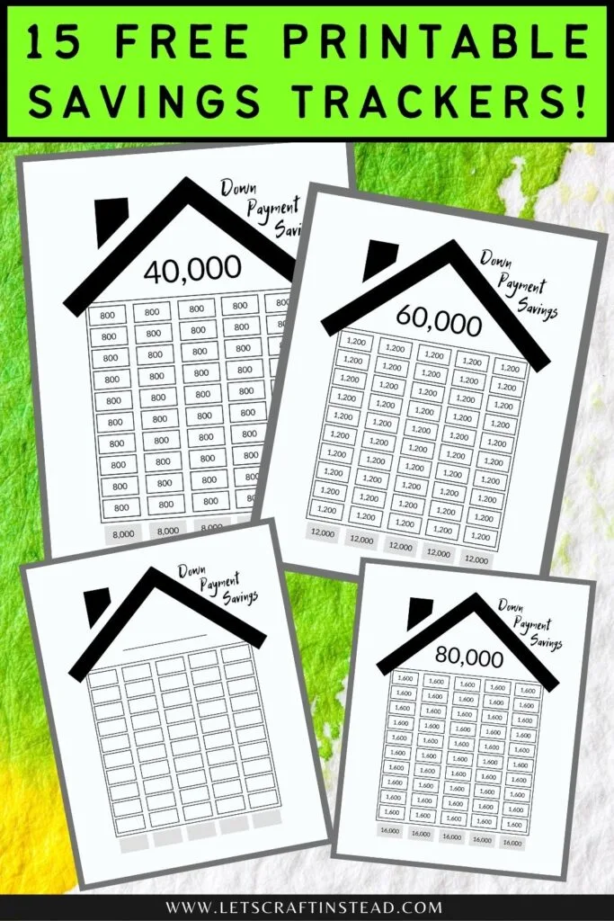 Totally free printable savings trackers for instant download