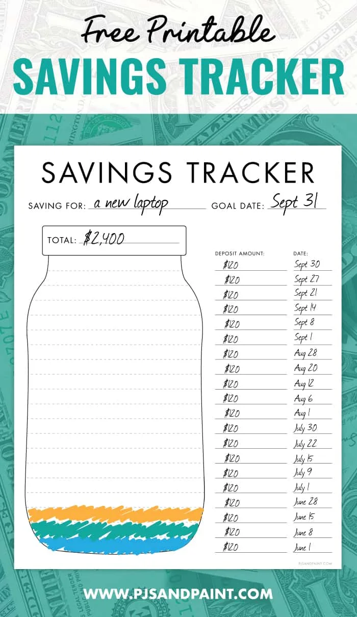 Free printable savings tracker