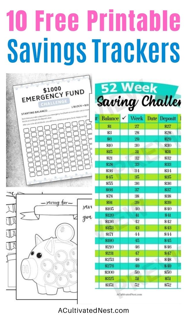 Free printable savings trackers