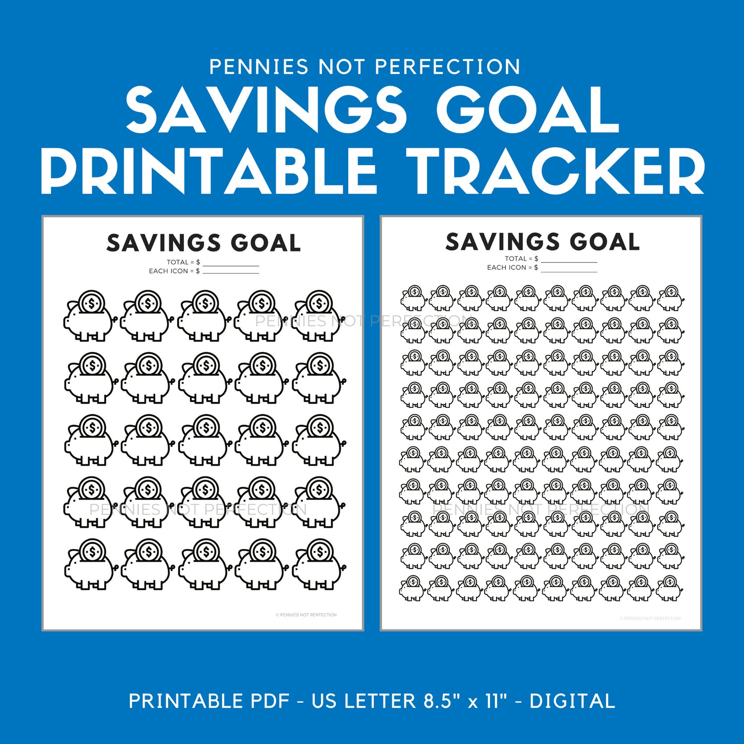 Savings goal tracker piggy bank savings tracker printable â