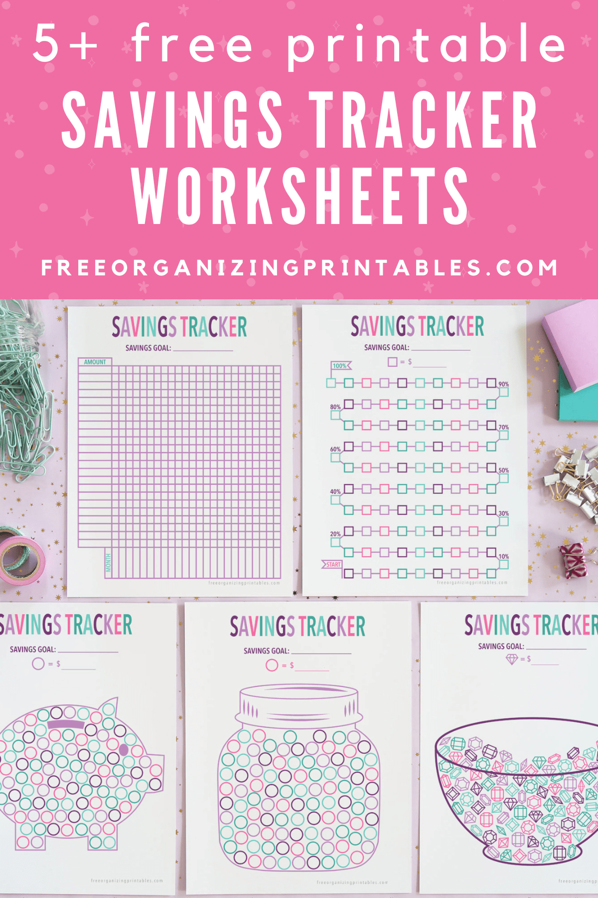 Free printable savings tracker pages