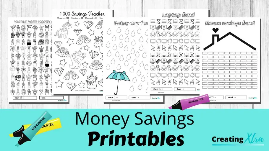 Free money savings printables â creating xtra