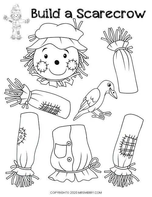 Build a scarecrow printable fall kids activity mrs merry autumn activities for kids fall preschool activities halloween crafts preschool