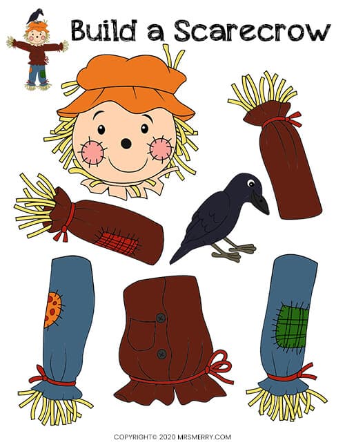 Build a scarecrow printable fall kids activity mrs merry