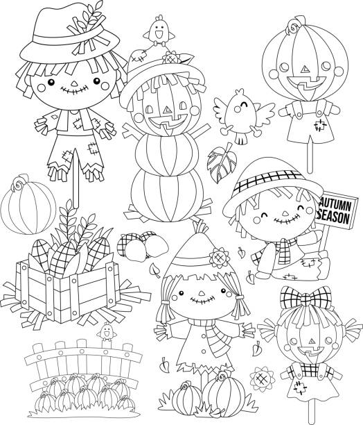 Scarecrow coloring stock illustration