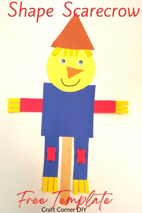 Easy shape scarecrow craft for kids craft corner diy