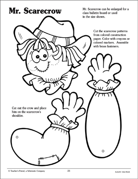 Mr scarecrow pattern printable arts and crafts bulletin boards