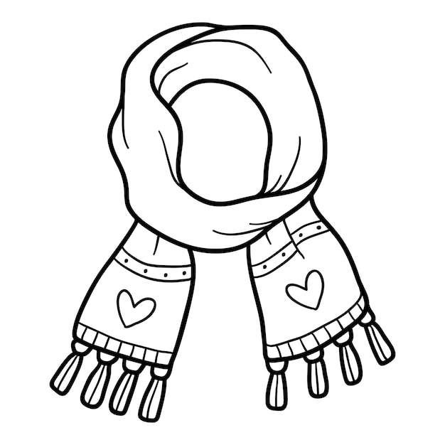 Premium vector coloring book for children scarf with heart sign