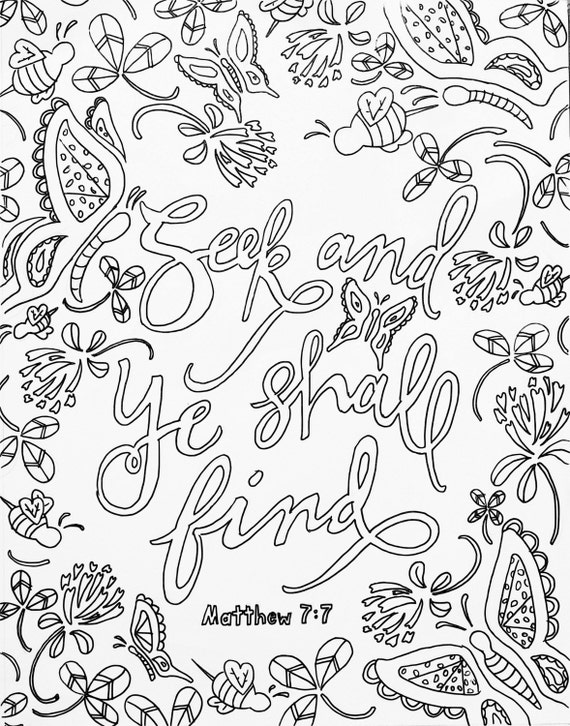 Scripture coloring page adult coloring meditation devotional coloring page matthew bible verse coloring page
