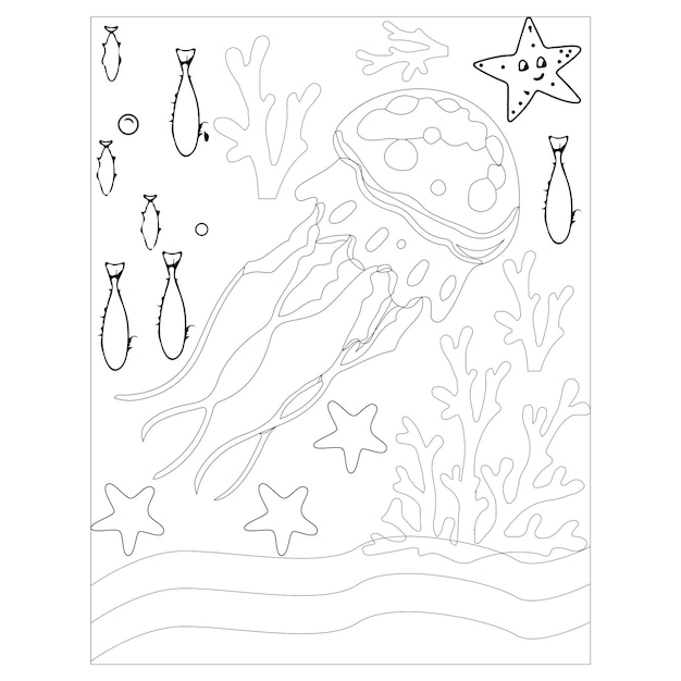 Premium vector printable ocean animals coloring pages for kids