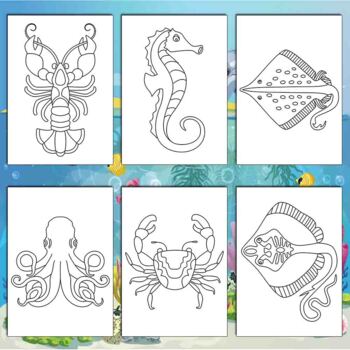 Sea creatures coloring pages printable coloring sheets x inches