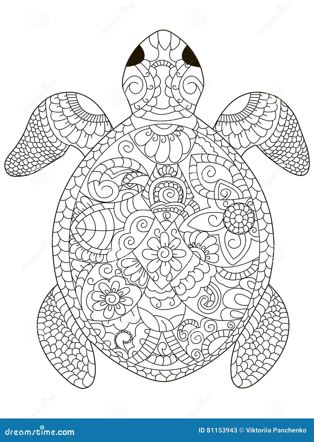 Sea turtle coloring vector for adults stock vector