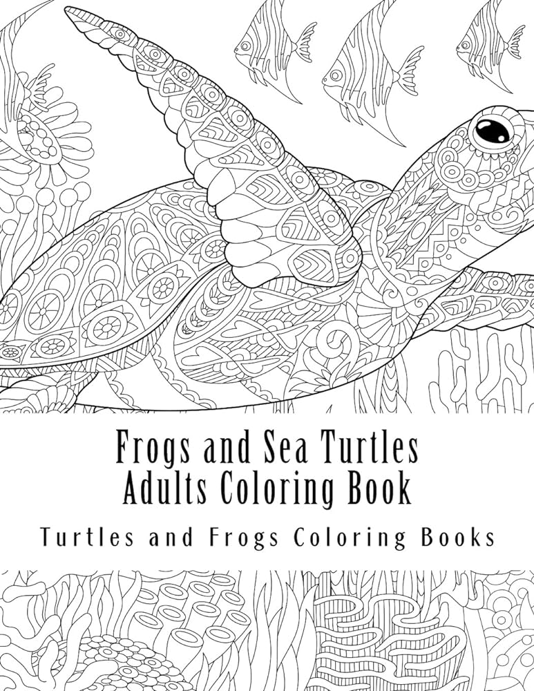 Frogs and sea turtles adults coloring book large one sided frogs turtles stress relieving relaxing coloring book for grownups women men youths easy frogs sea turtles designs patterns