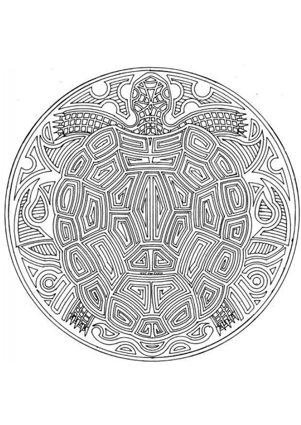 Coloring page sea turtle mandala