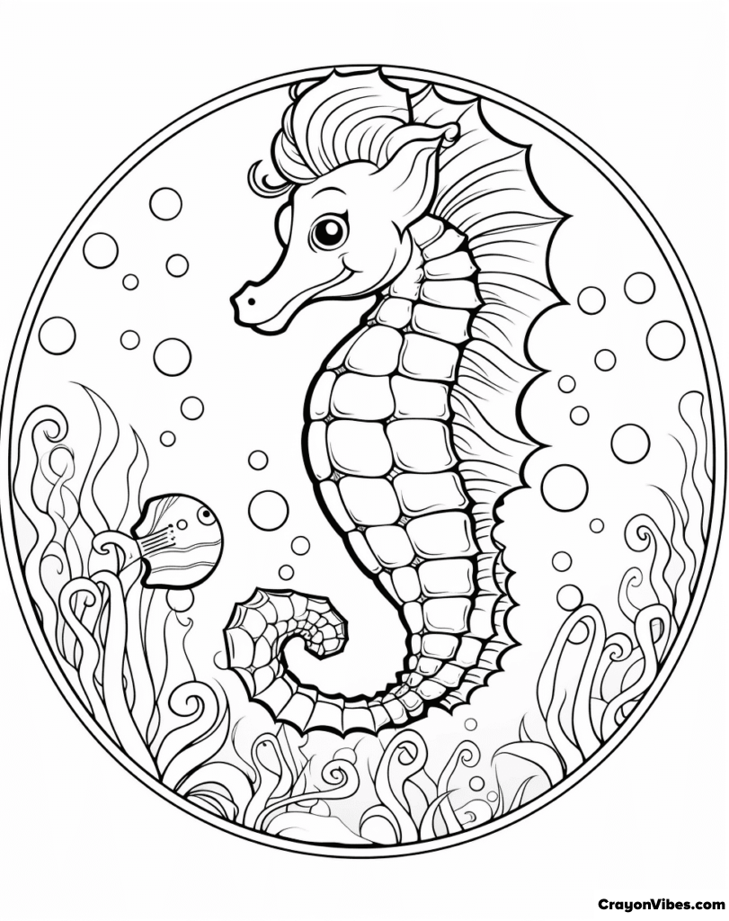 Seahorse coloring pages free printable sheets for kids