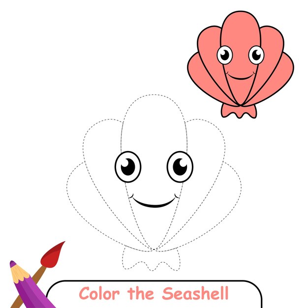 Premium vector color the seashell coloring book for kids seashell vector graphics