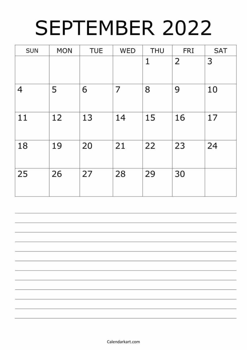 Free printable september calendar