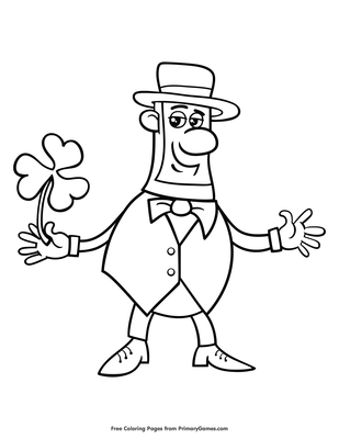 Leprechaun holding a shamrock coloring page â free printable pdf from