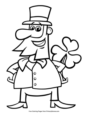 Leprechaun with shamrock coloring page â free printable pdf from