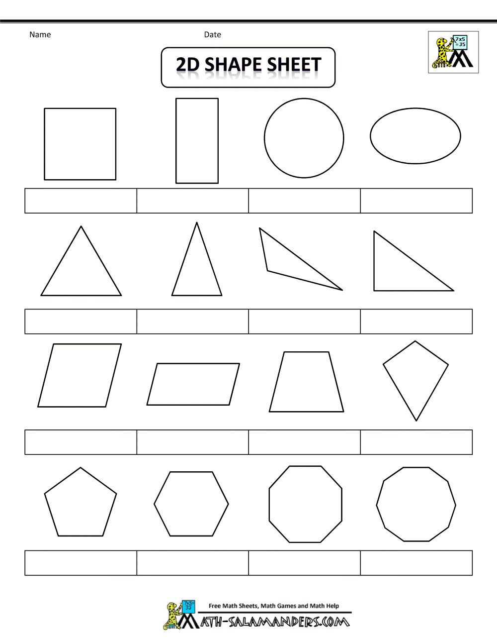 Printable shapes d and d
