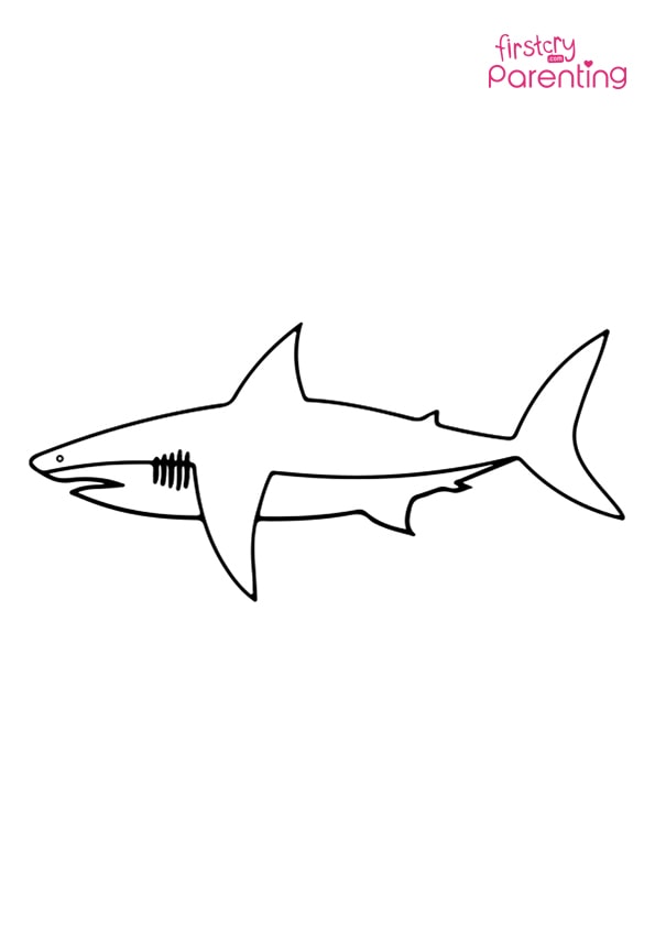 Easy shark coloring page for kids
