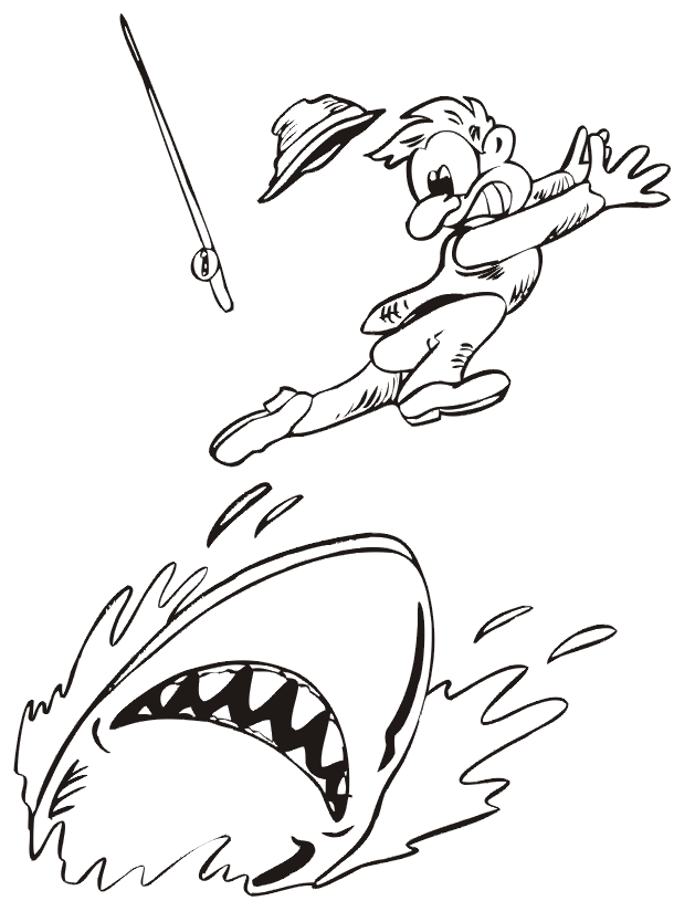 Shark coloring page fisherman shark