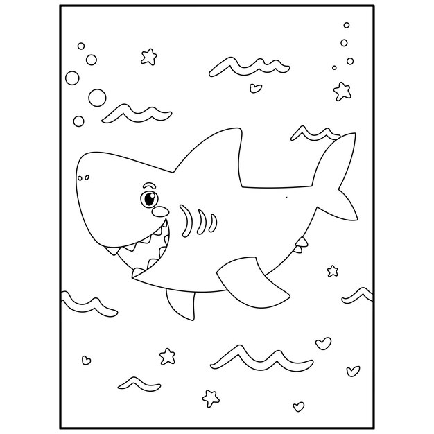 Premium vector shark coloring pages for kids premium vector