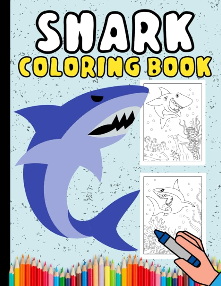 Shark coloring book large print shark coloring pages for kids lightning arnie publishing hey sup bye books