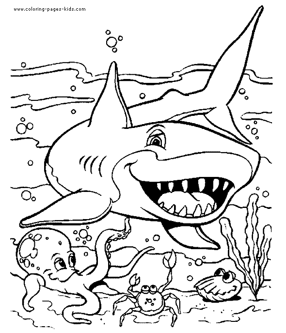 Shark in the ocean color page
