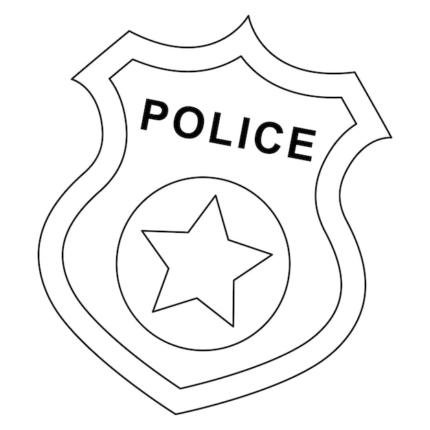 Premium vector police badge isolated coloring page for kids